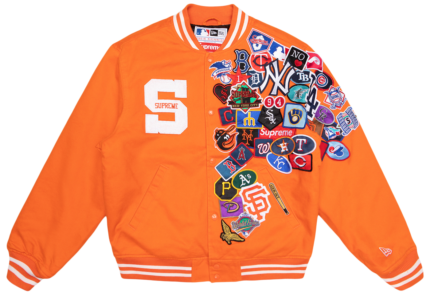 streetwear Supreme New Era MLB Varsity Jacket Orange