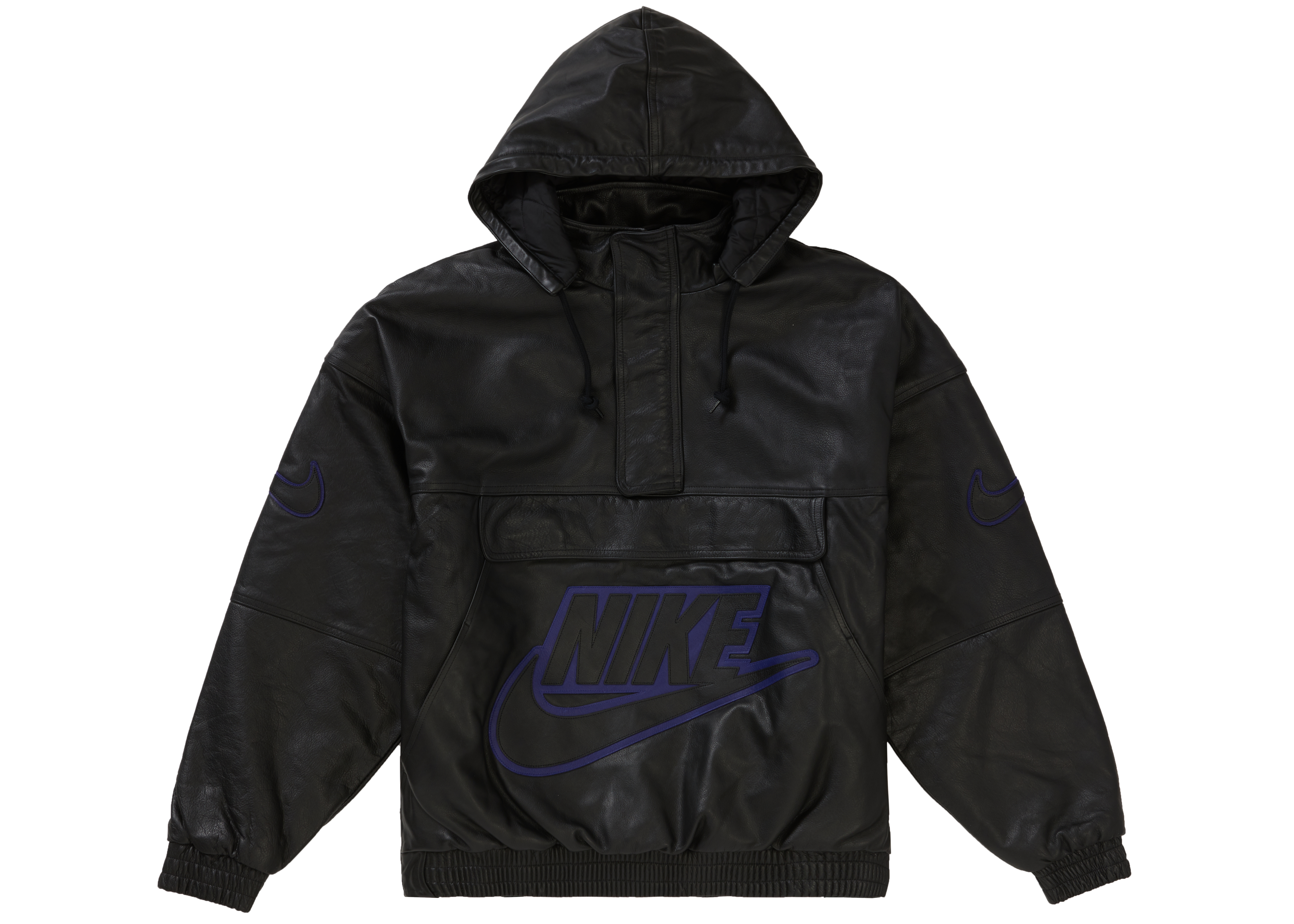 streetwear Supreme Nike Leather Anorak Black