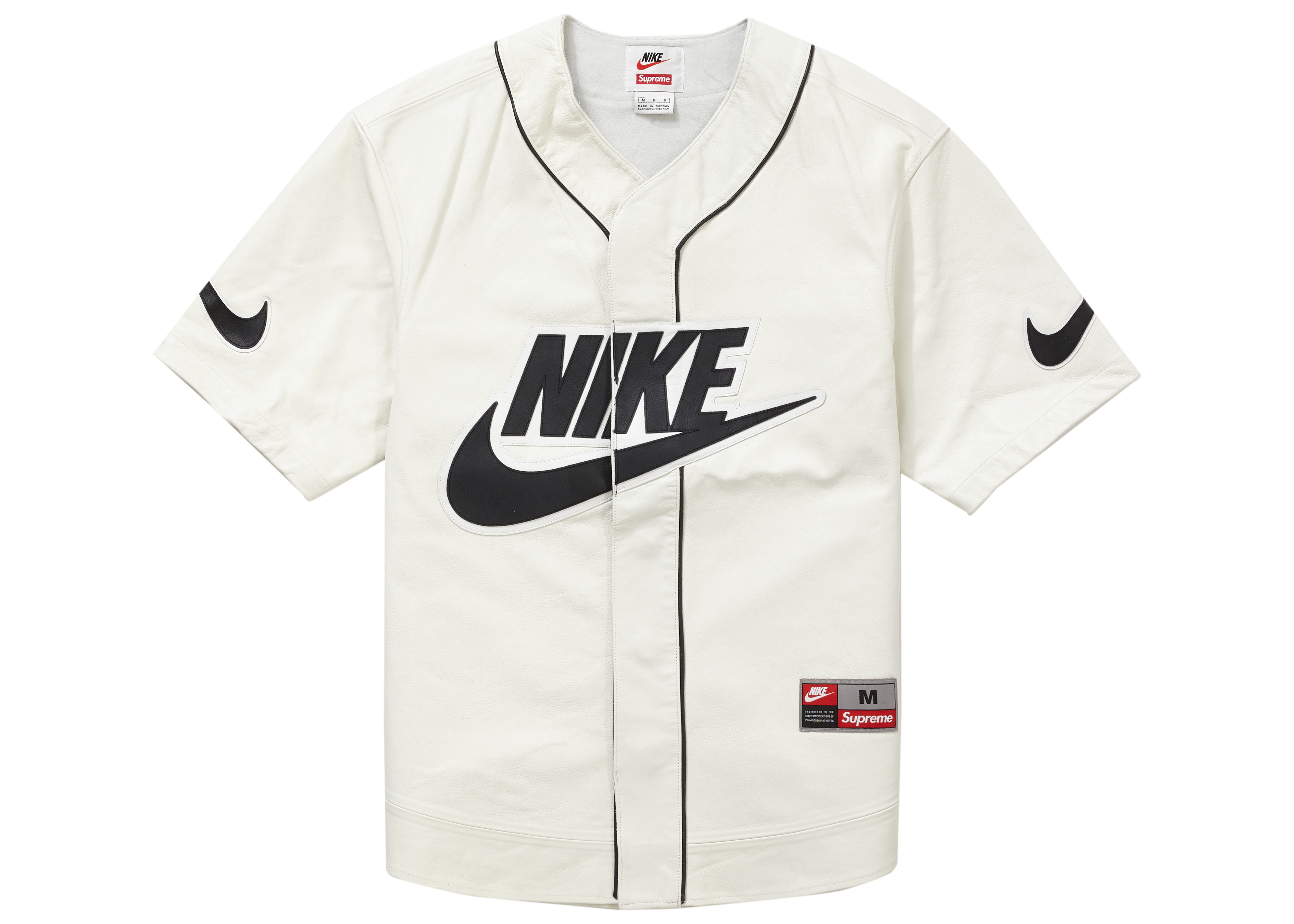 streetwear Supreme Nike Leather Baseball Jersey White