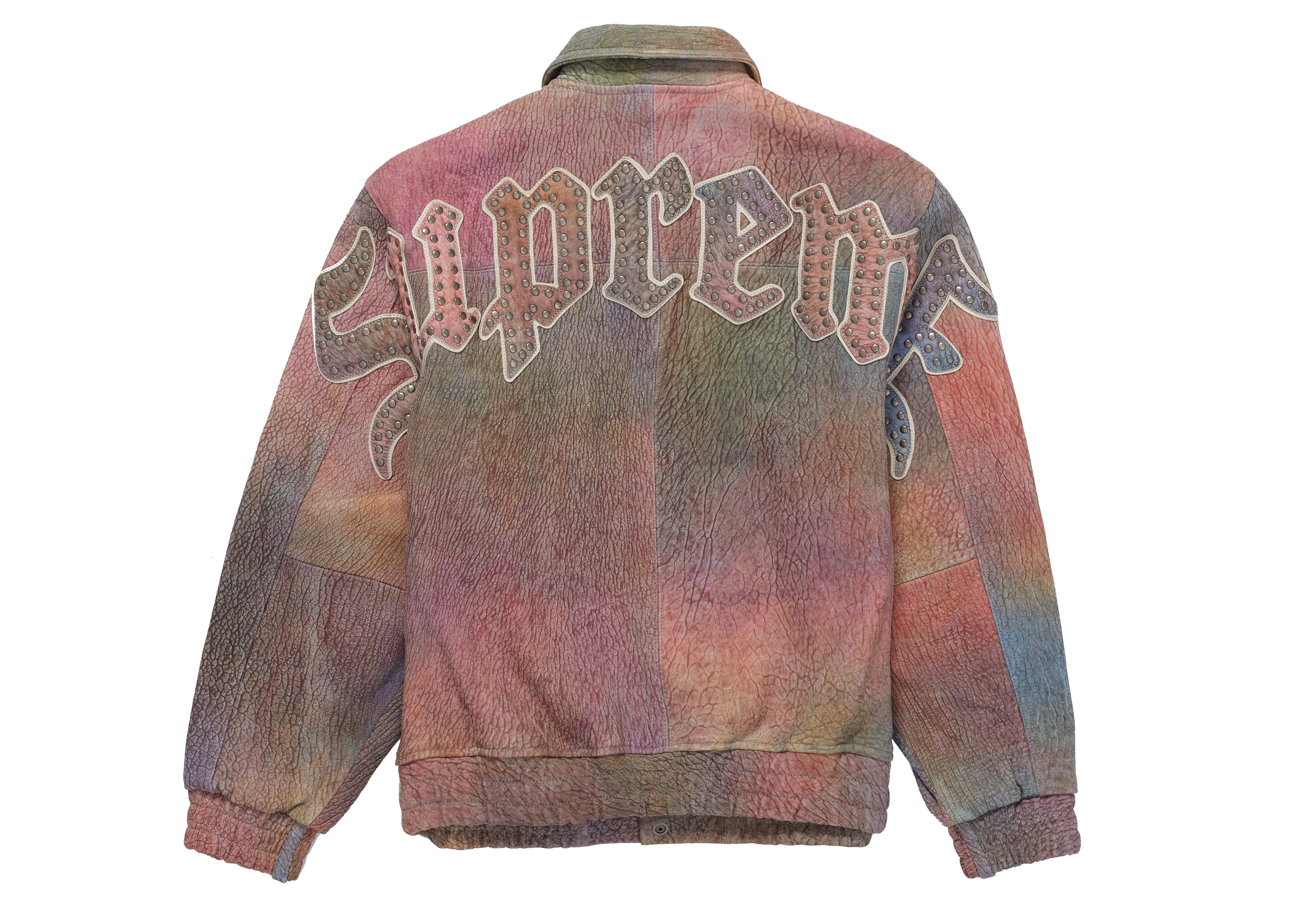 streetwear Supreme Pebbled Leather Varsity Jacket Multicolor