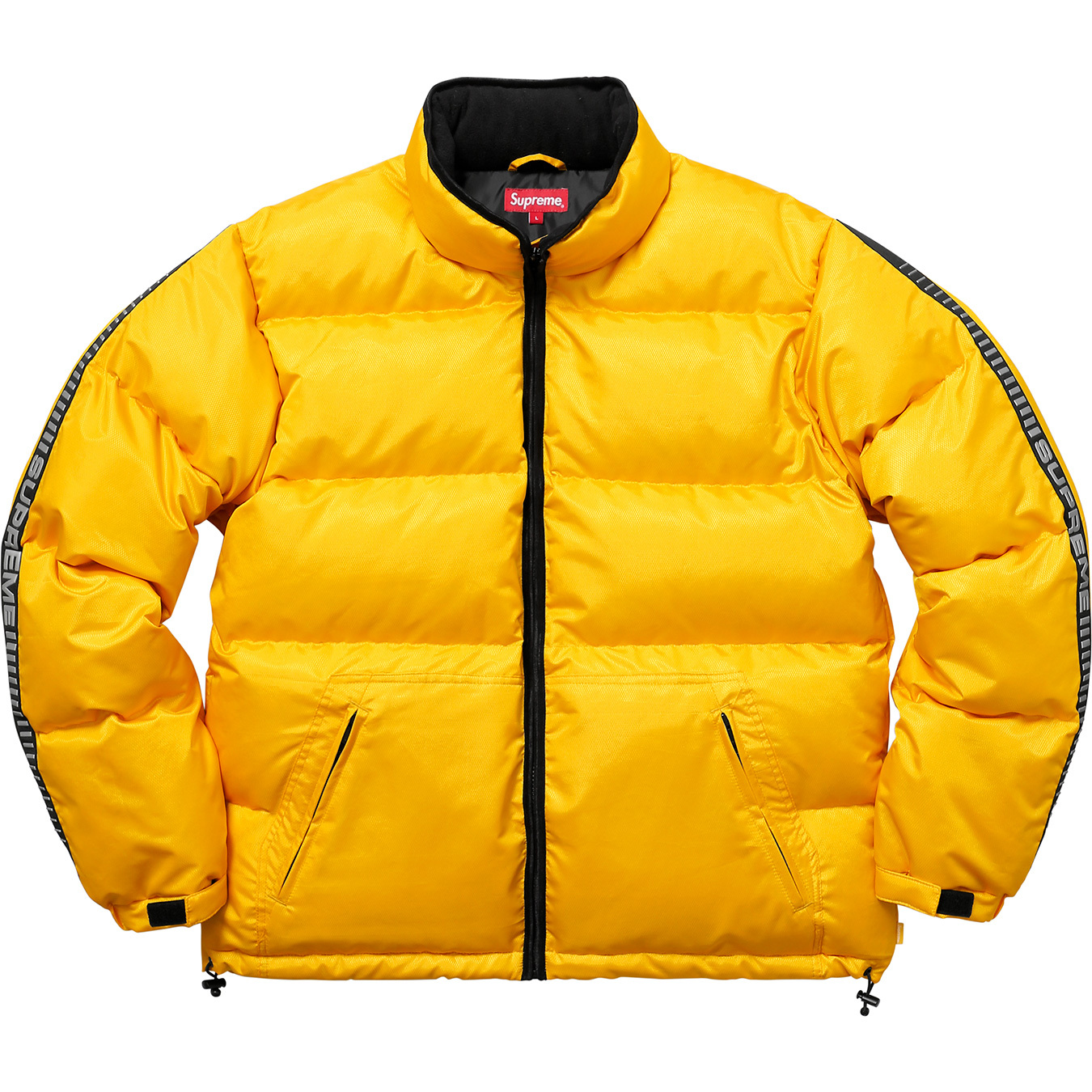 streetwear Supreme Reflective Sleeve Logo Puffy Jacket Yellow