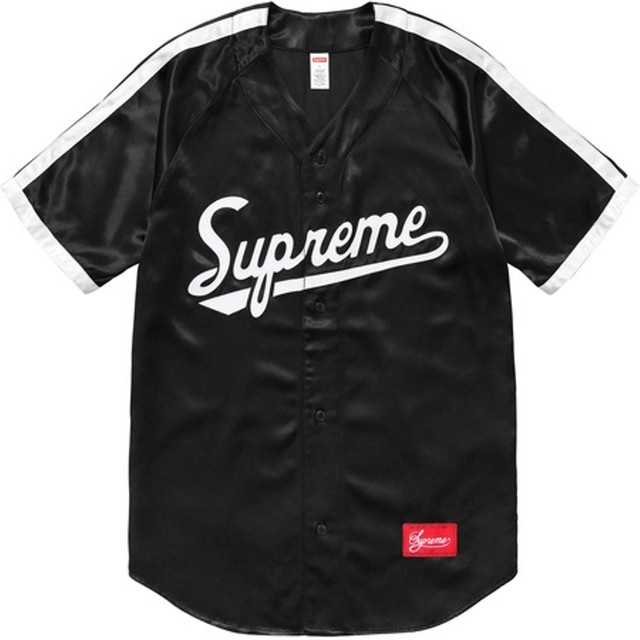streetwear Supreme Satin Baseball Jersey Black
