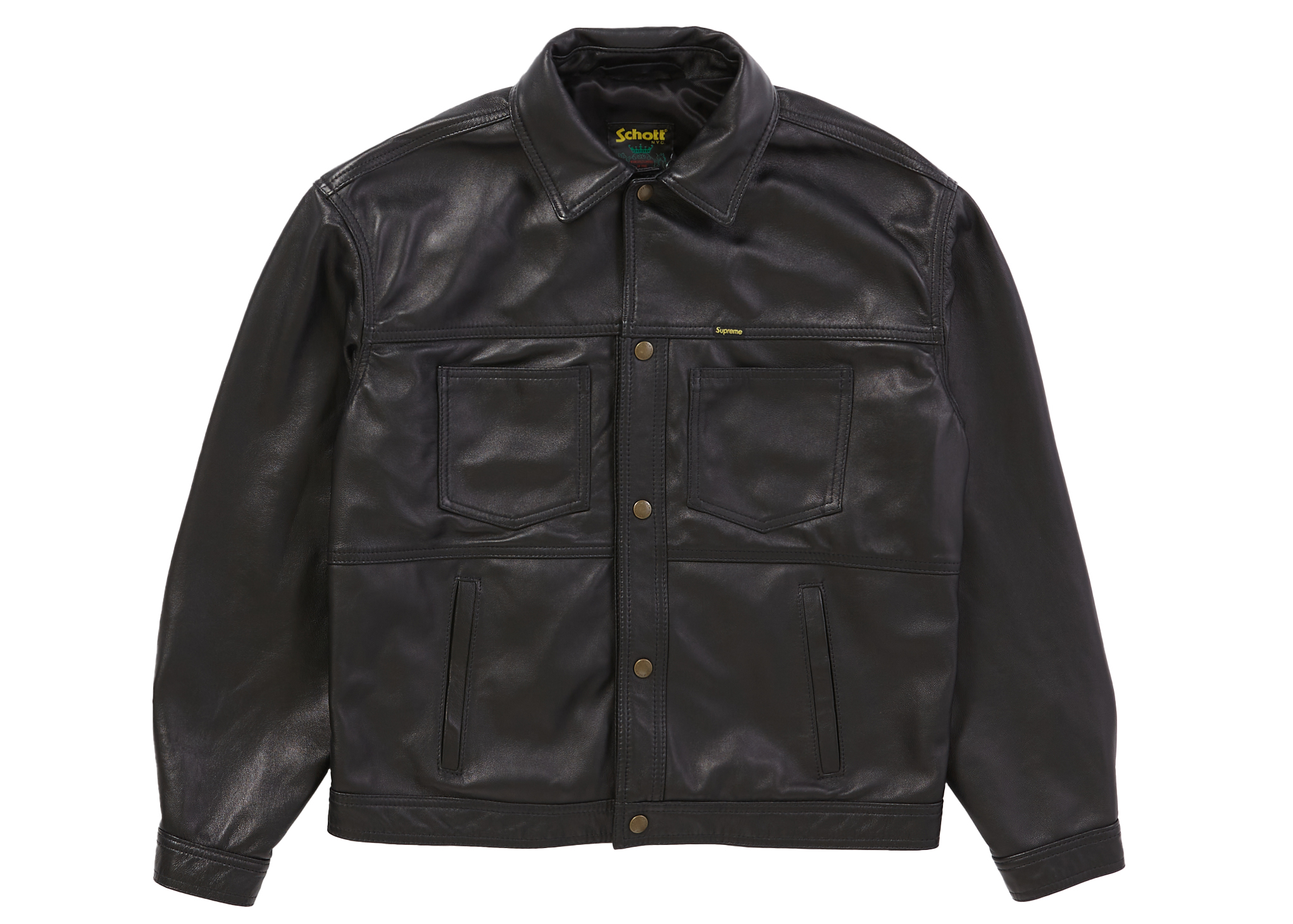 streetwear Supreme Schott Leather Work Jacket Black