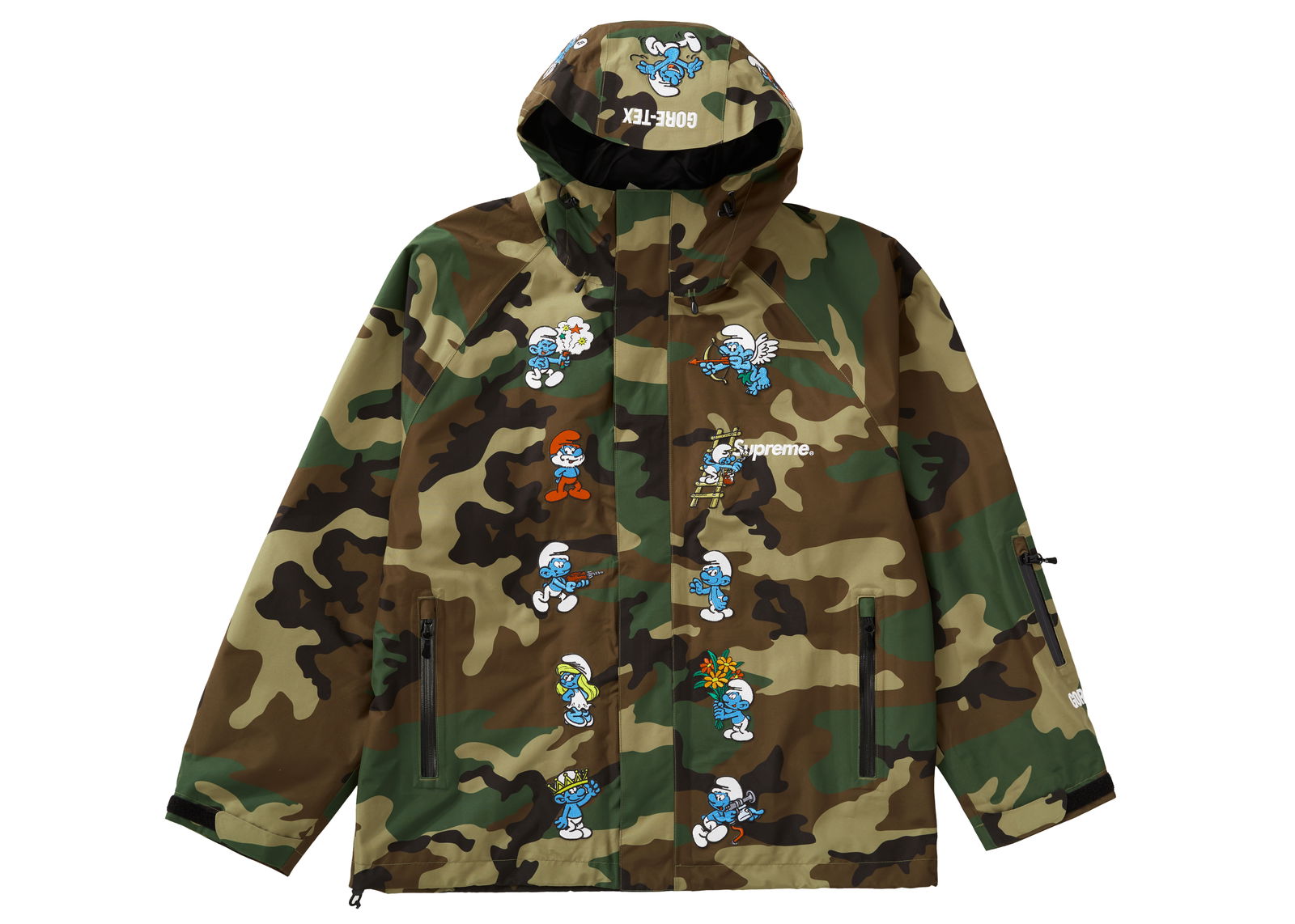 streetwear Supreme Smurfs GORE-TEX Shell Jacket Woodland Camo