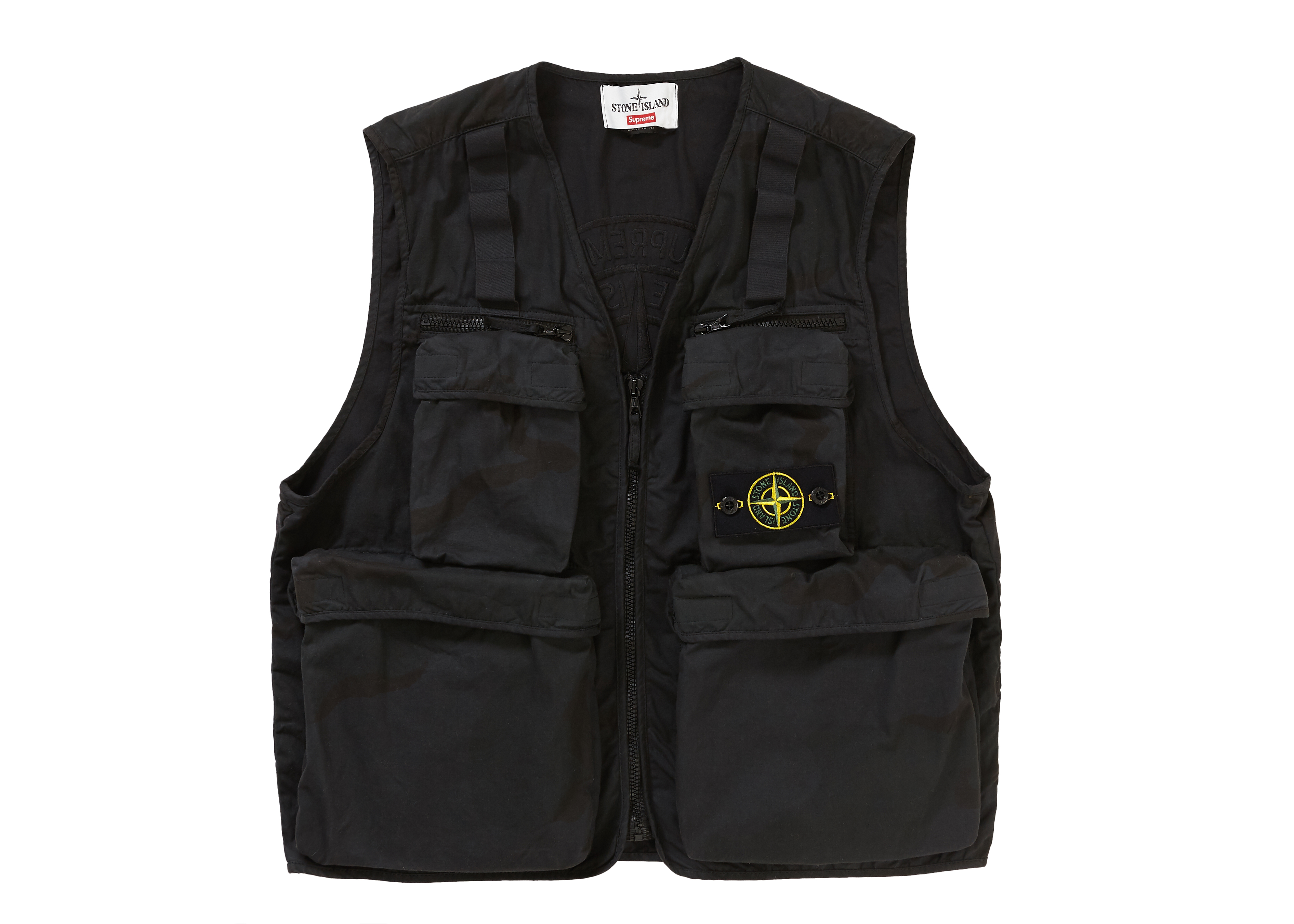 streetwear Supreme Stone Island Camo Cargo Vest Black Camo