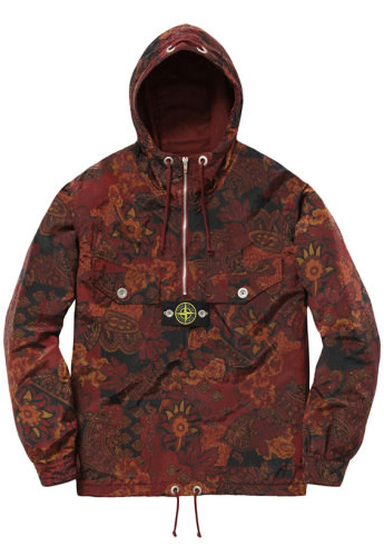 streetwear Supreme Stone Island Paisley Nylon Metal 5C Anorak Burgundy