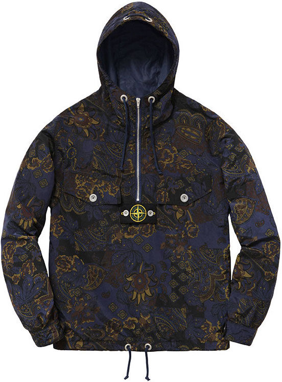 streetwear Supreme Stone Island Paisley Nylon Metal 5C Anorak Navy
