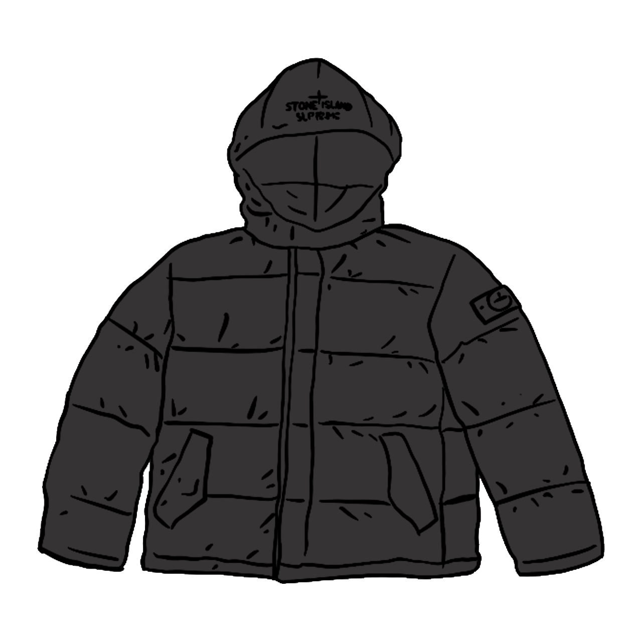 streetwear Supreme Stone Island Painted Camo Crinkle Down Jacket Black