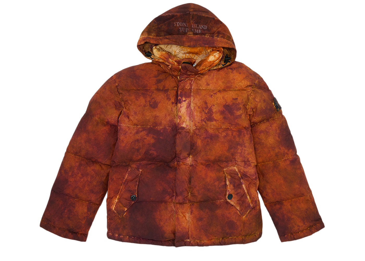 streetwear Supreme Stone Island Painted Camo Crinkle Down Jacket Coral