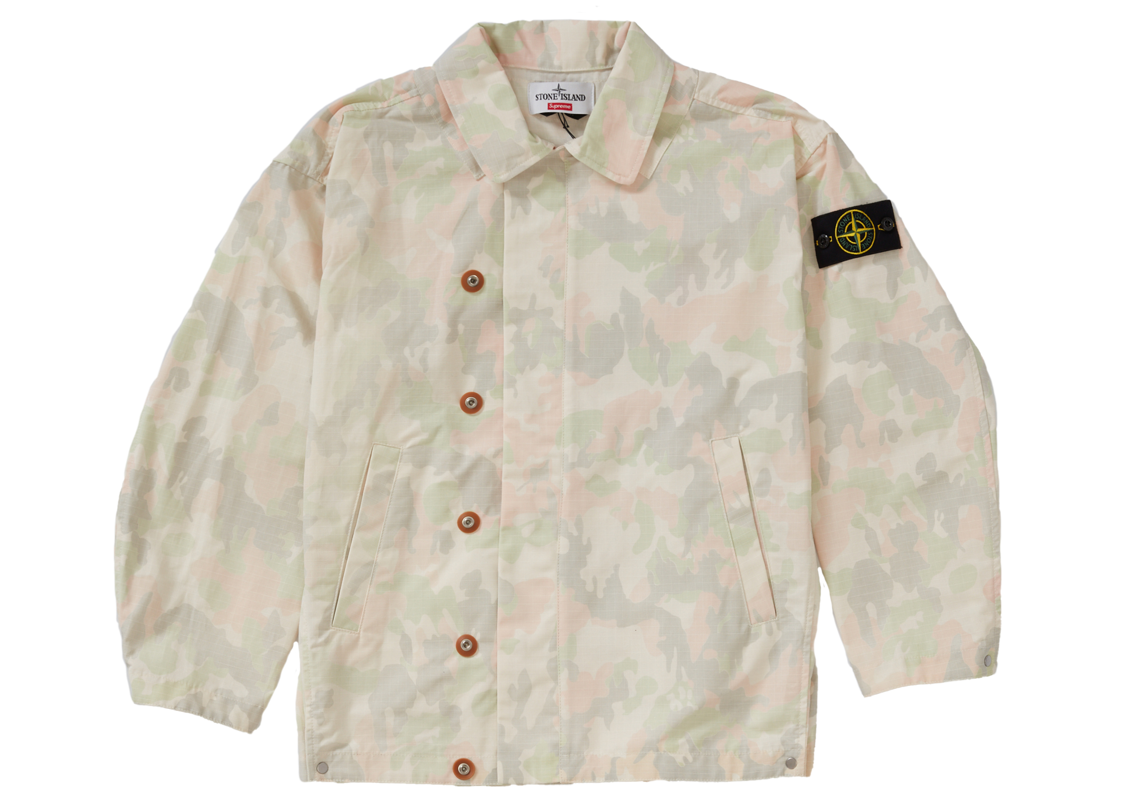 streetwear Supreme Stone Island Reactive Ice Camo Ripstop Jacket Tan