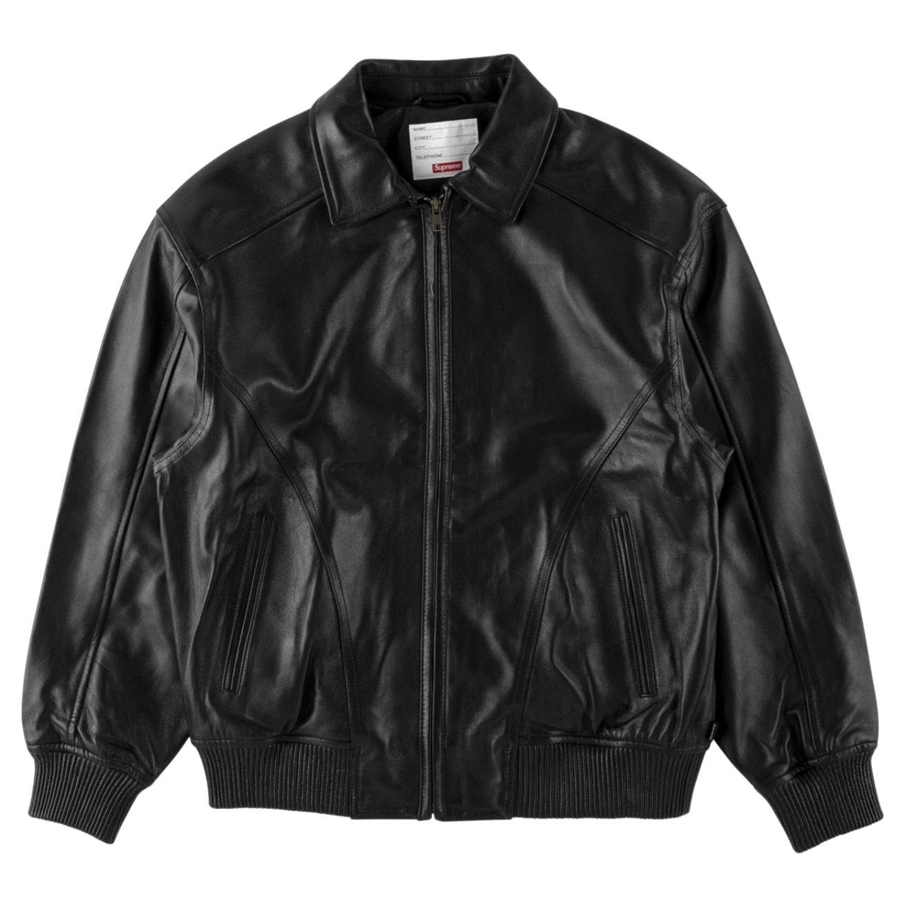 streetwear Supreme Studded Arc Logo Leather Jacket Black