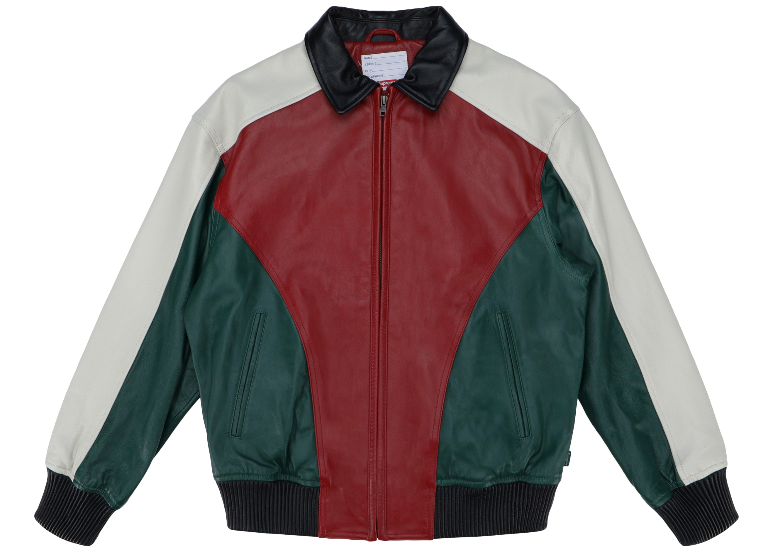 streetwear Supreme Studded Arc Logo Leather Jacket Red