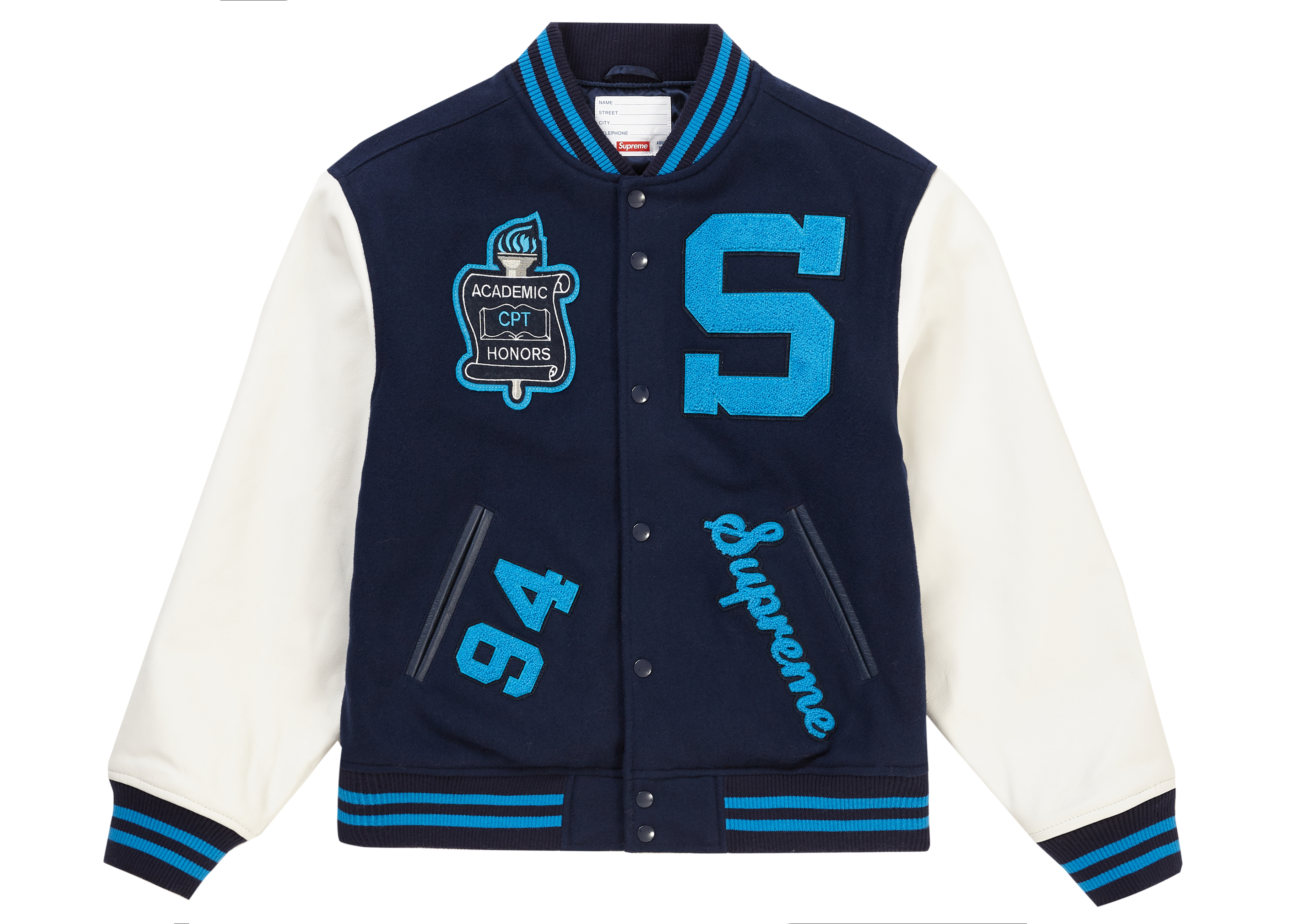 streetwear Supreme Team Varsity Jacket Navy