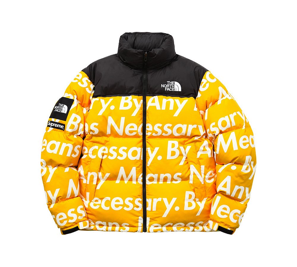 streetwear Supreme The North Face By Any Means Nuptse Jacket Yellow