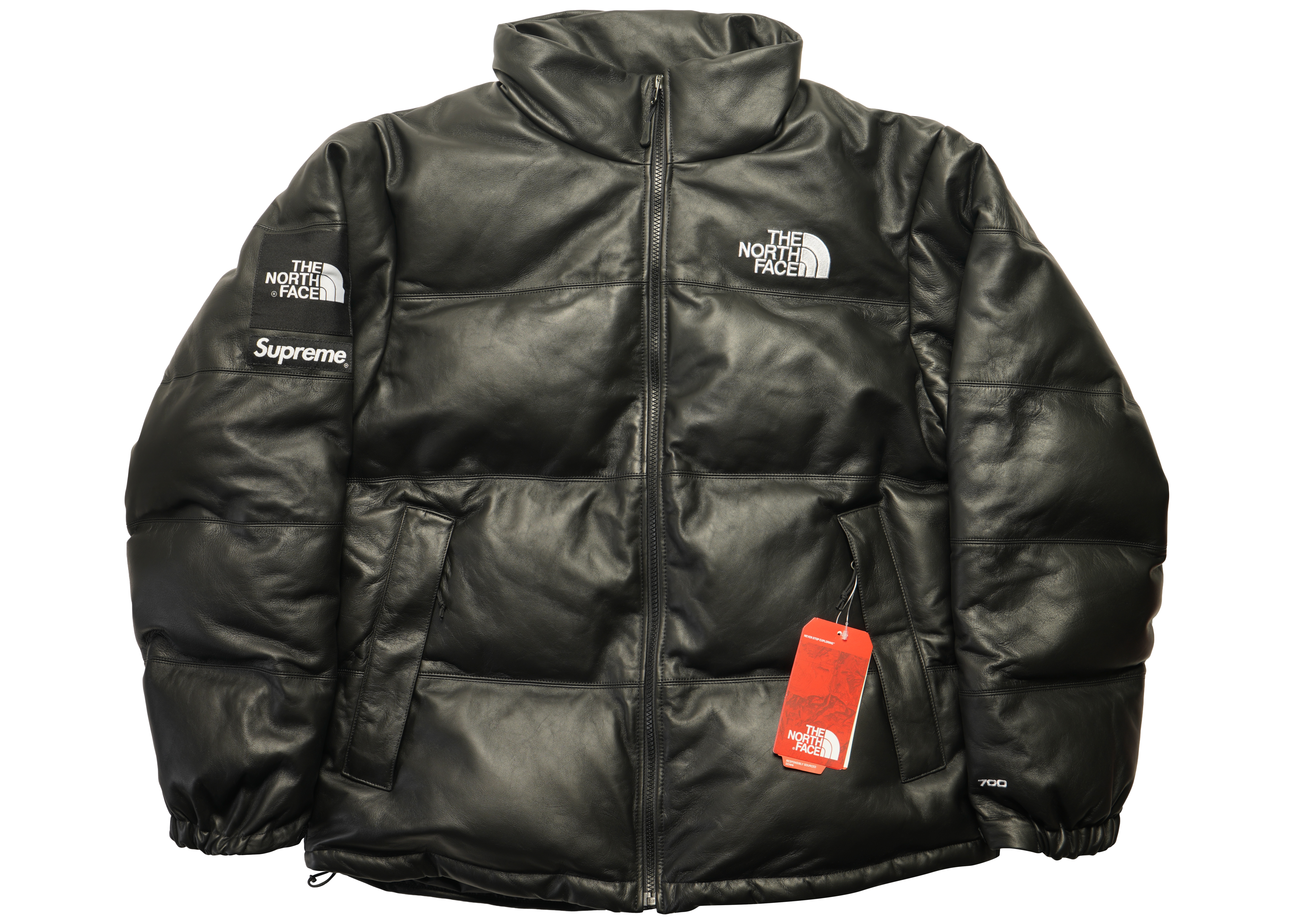 streetwear Supreme The North Face Leather Nuptse Jacket Black