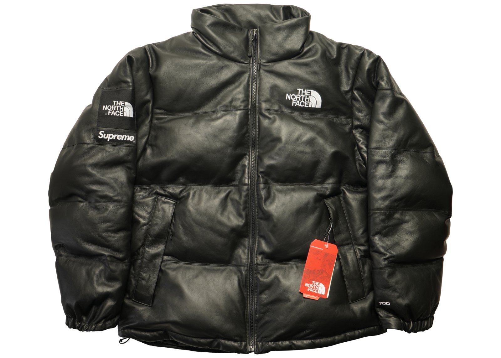 Supreme The North Face Leather Nuptse Jacket Black streetwear