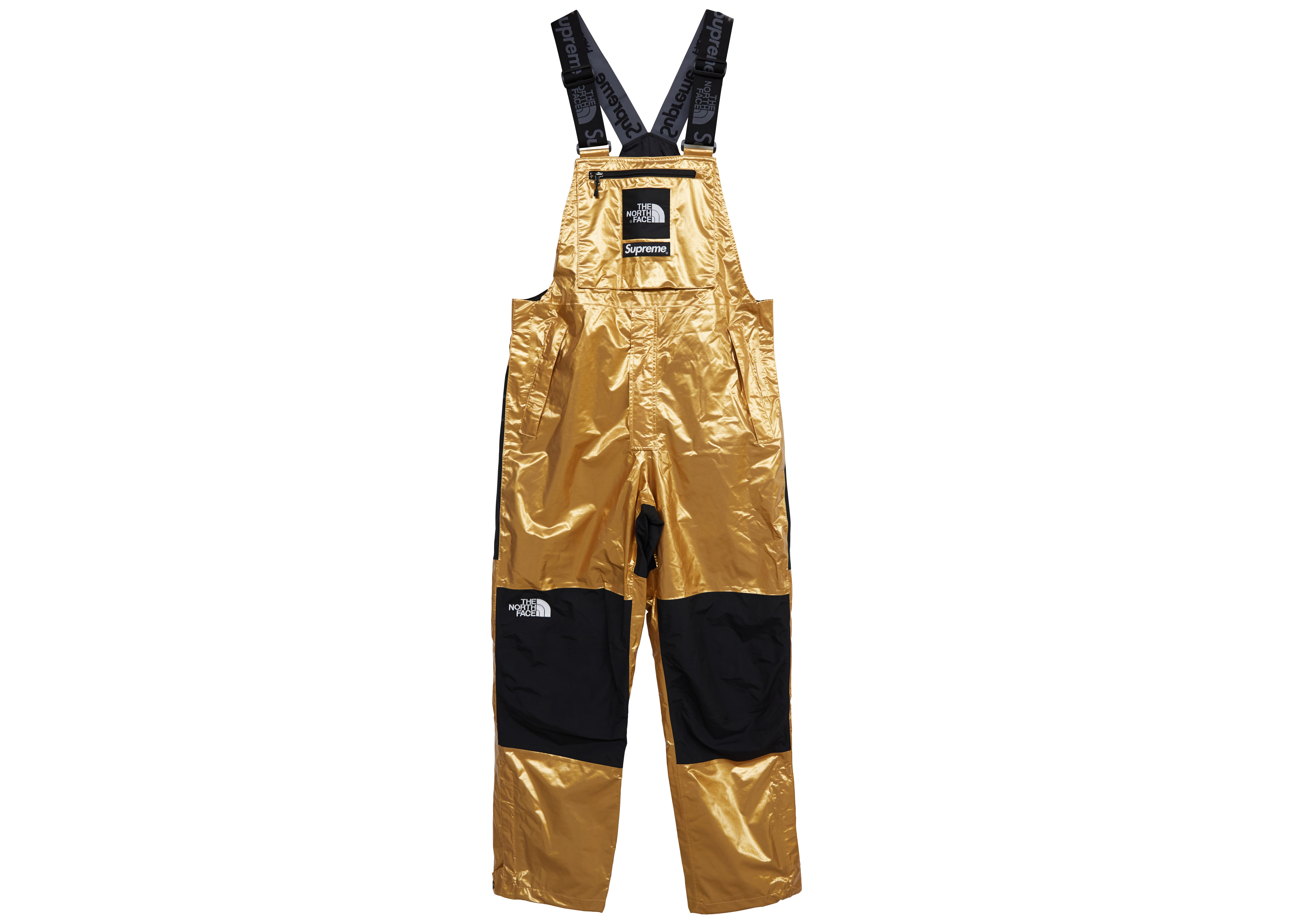 streetwear Supreme The North Face Metallic Mountain Bib Pants Gold