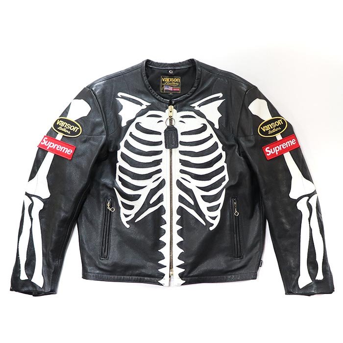 streetwear Supreme Vanson Leather Bones Jacket Black