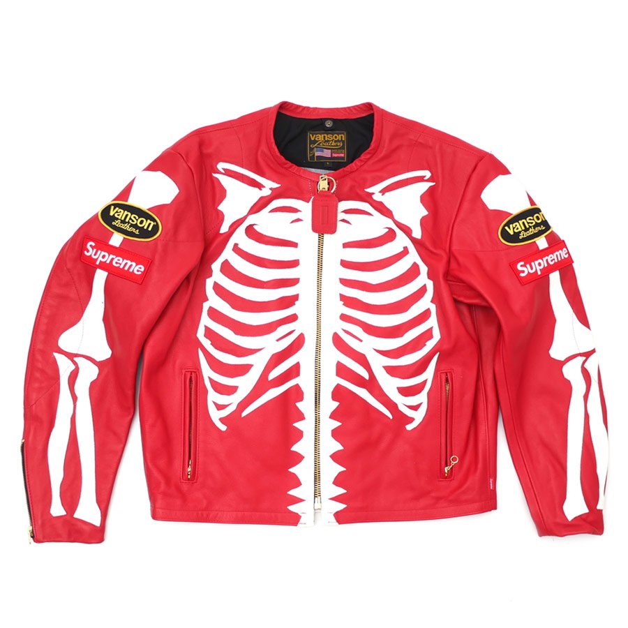 Supreme Vanson Leather Bones Jacket Red streetwear