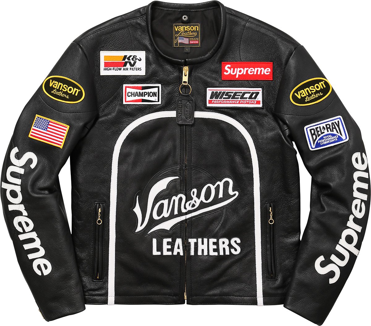 streetwear Supreme Vanson Leather Star Jacket Black