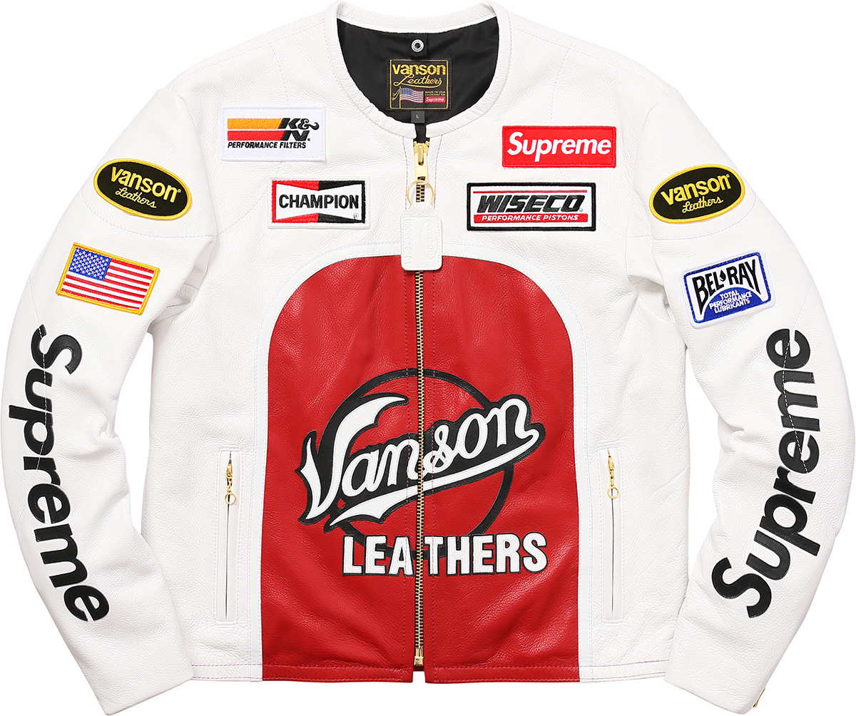 streetwear Supreme Vanson Leather Star Jacket White