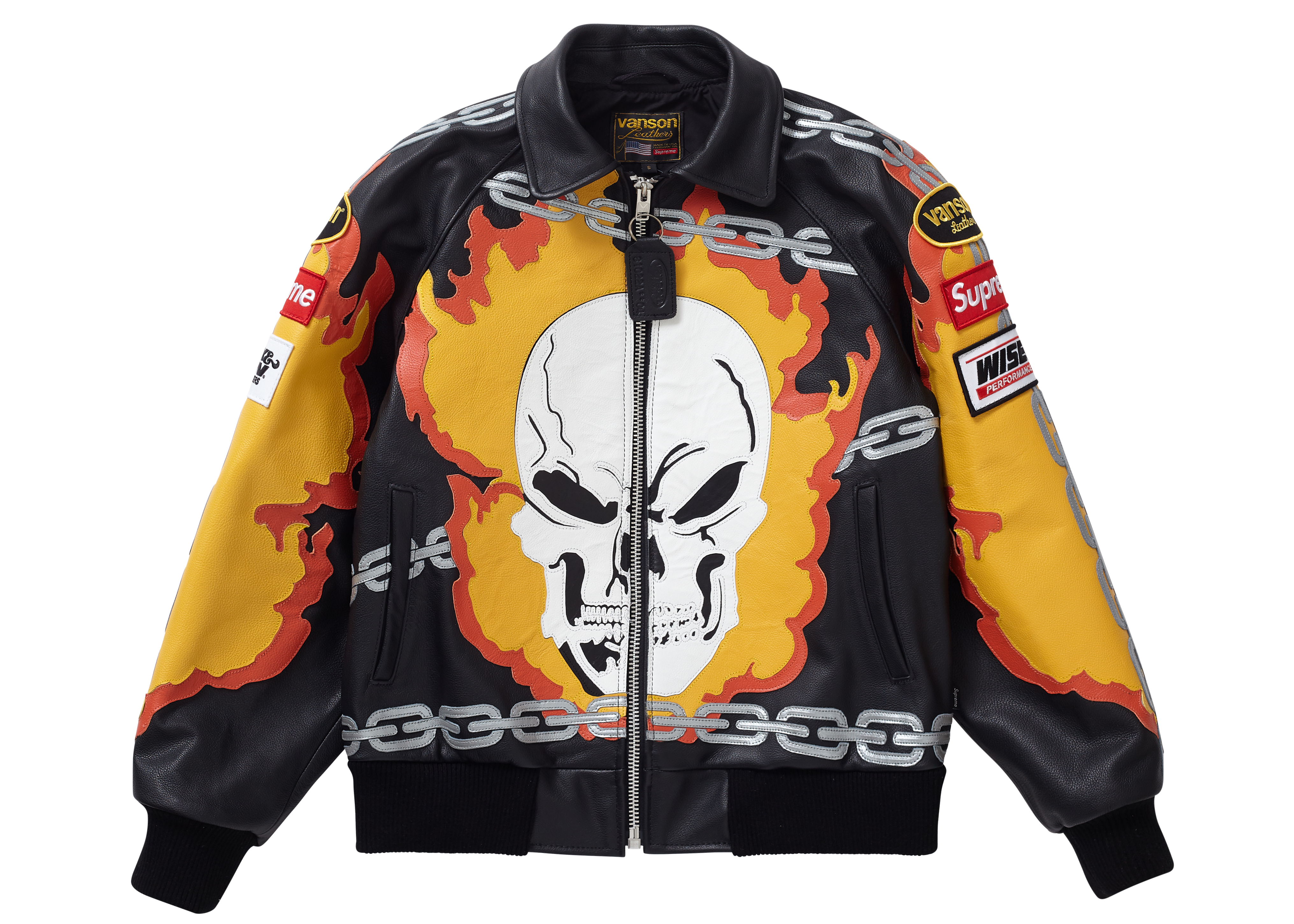 streetwear Supreme Vanson Leathers Ghost Rider Jacket Black