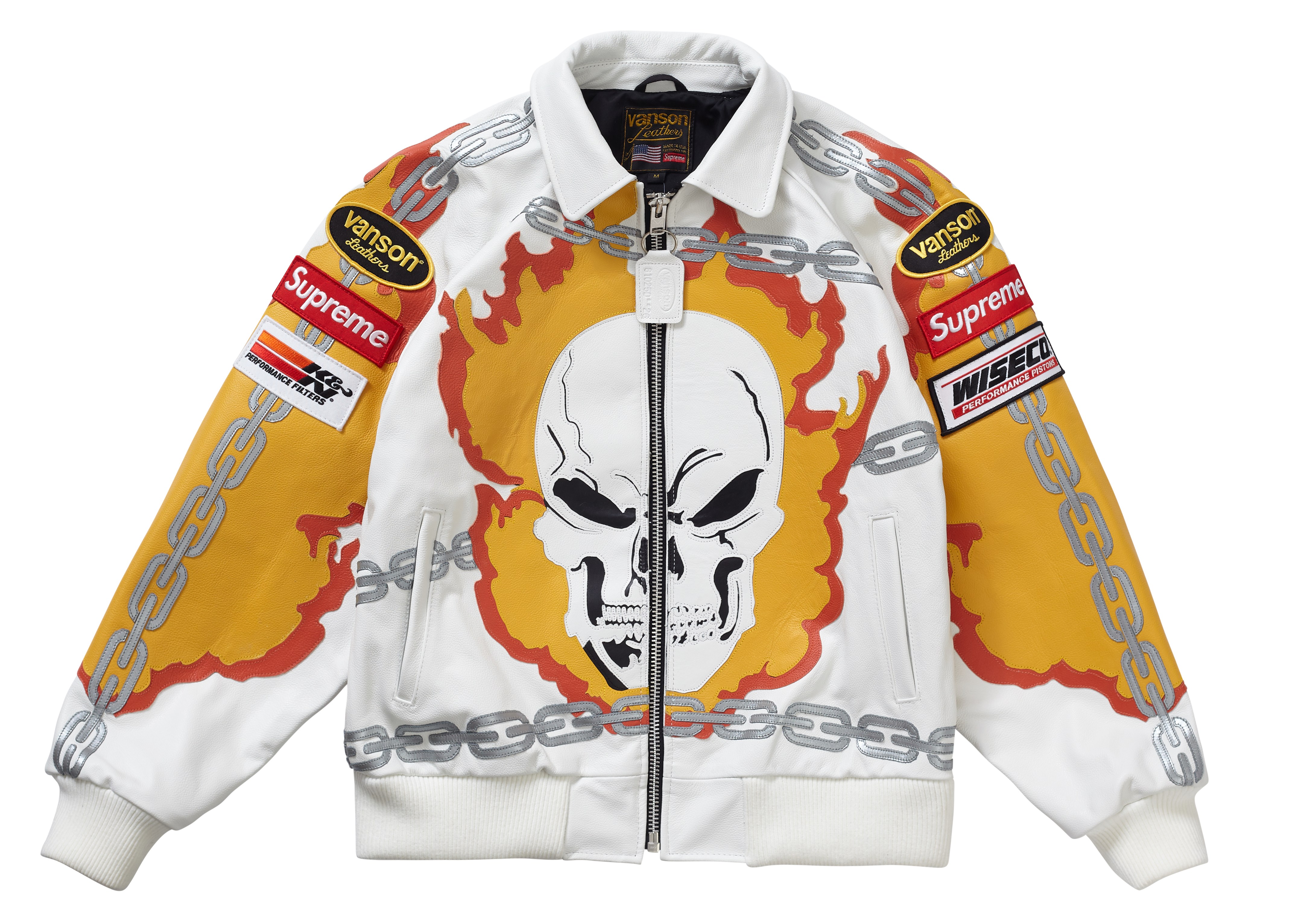 streetwear Supreme Vanson Leathers Ghost Rider Jacket White