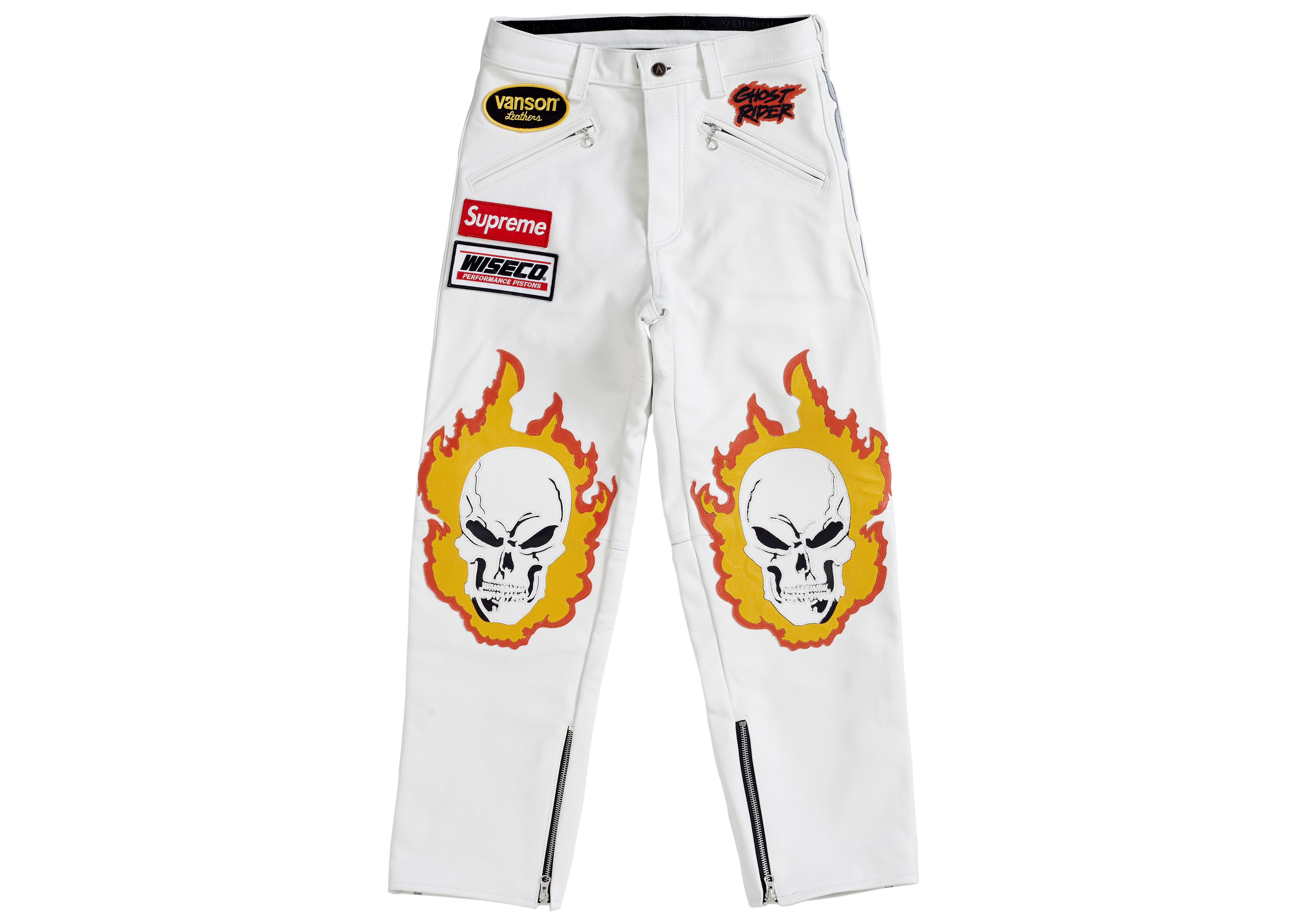 streetwear Supreme Vanson Leathers Ghost Rider Pant White