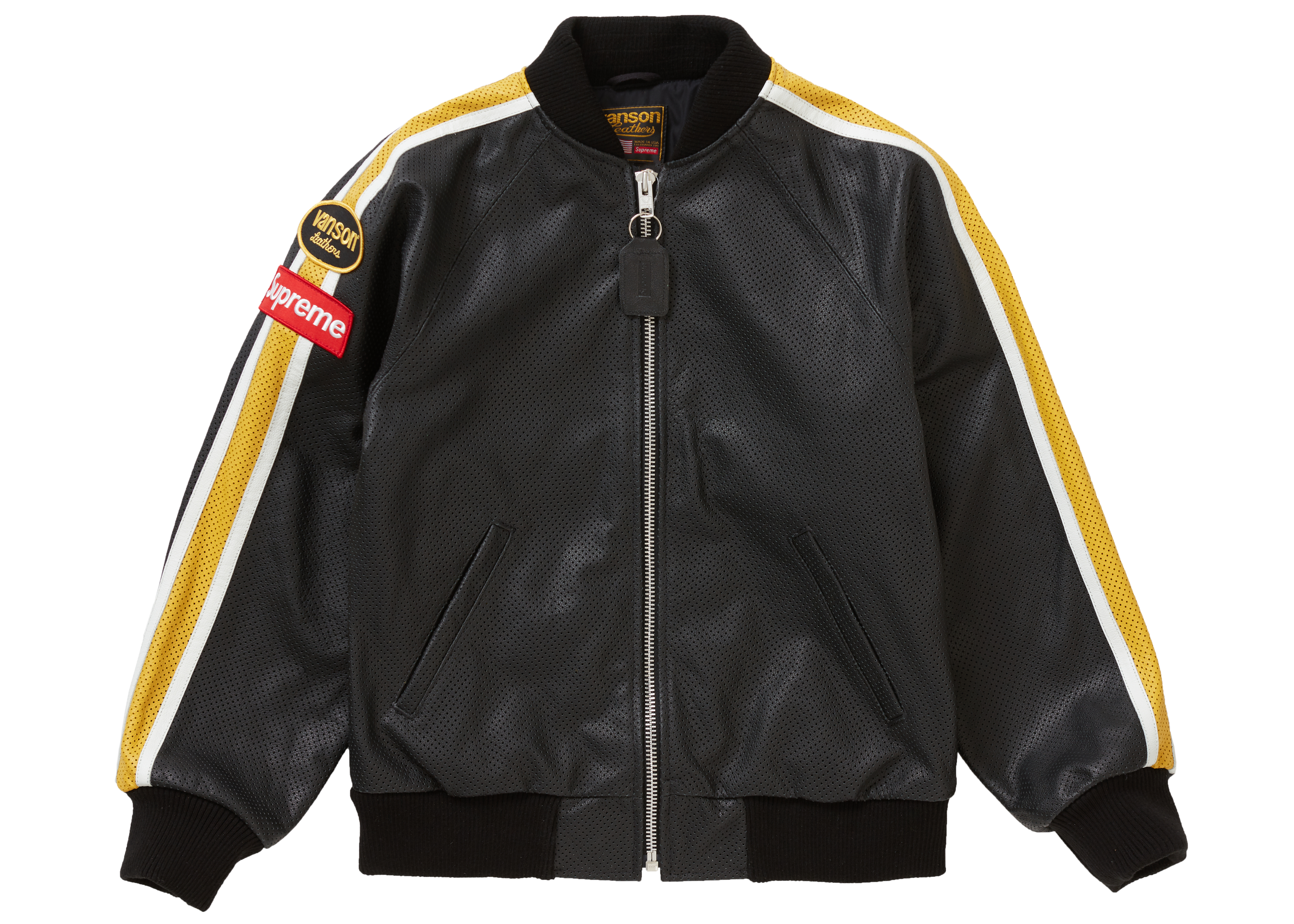 streetwear Supreme Vanson Leathers Perforated Bomber Jacket Black