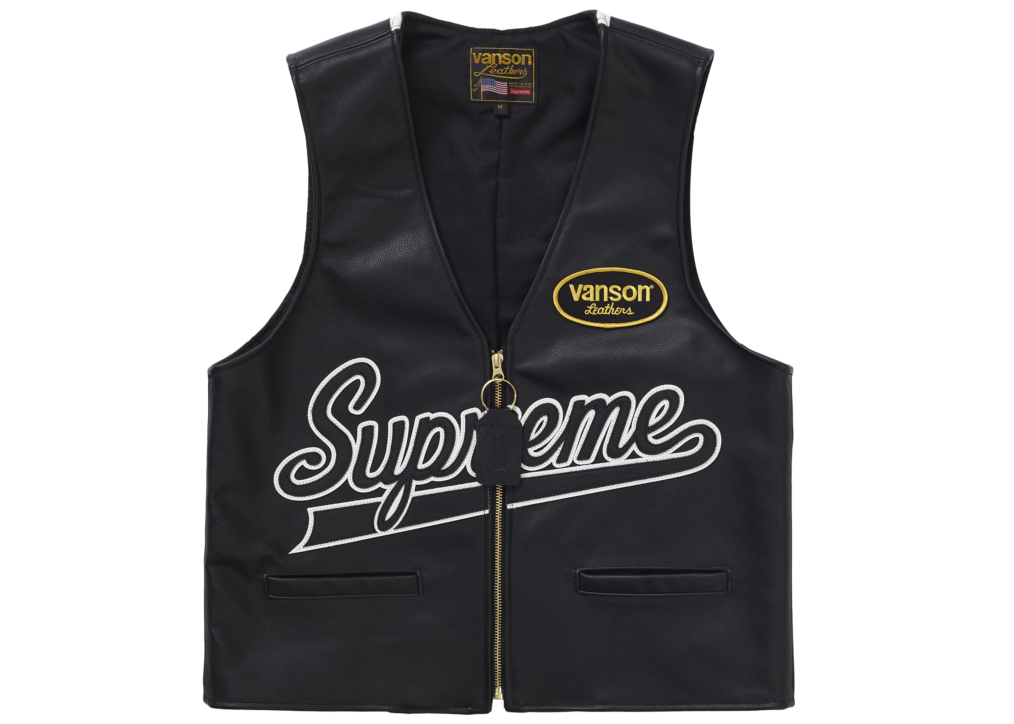 streetwear Supreme Vanson Leathers Spider Web Vest Black
