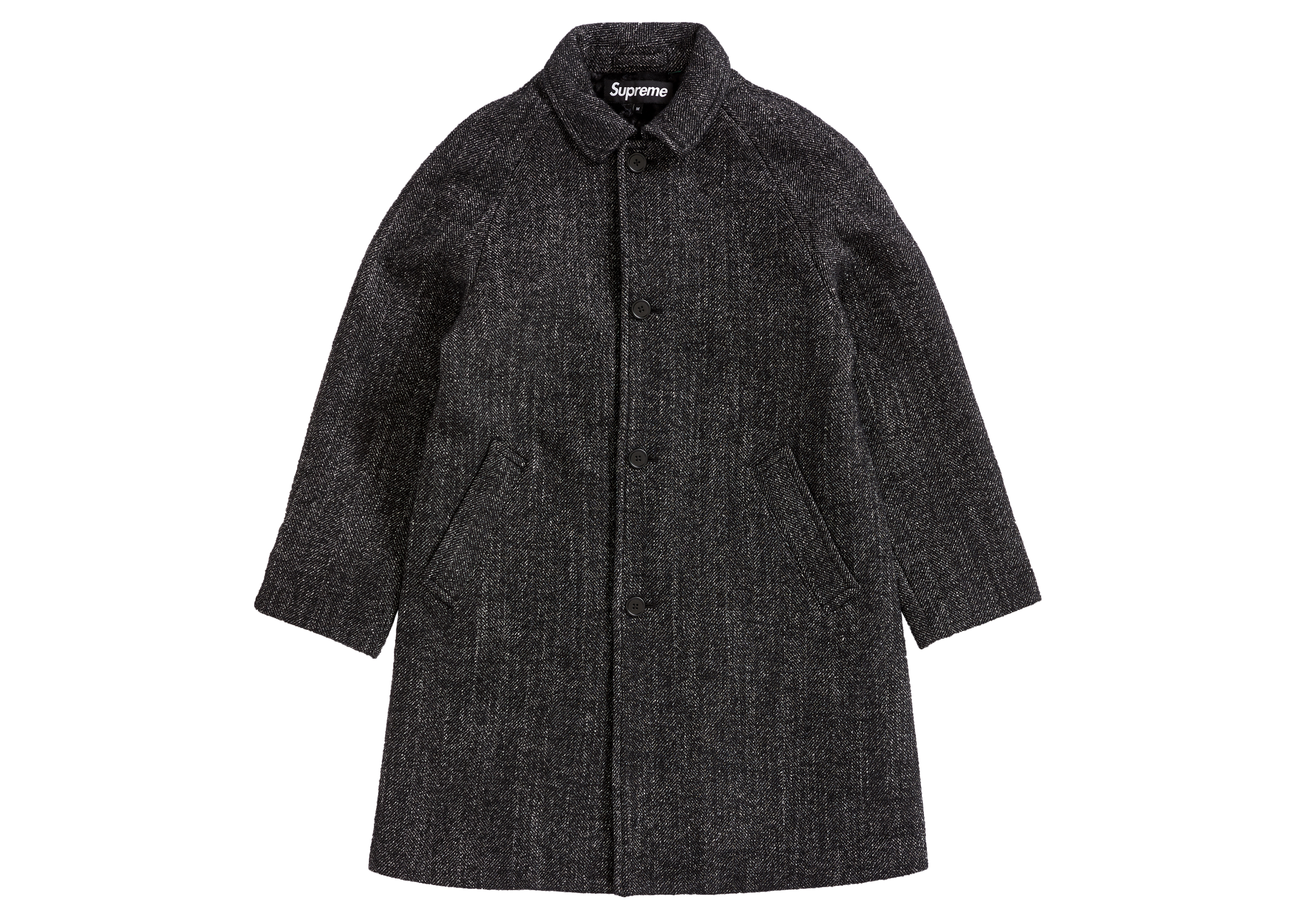 streetwear Supreme Wool Trench Coat Herringbone