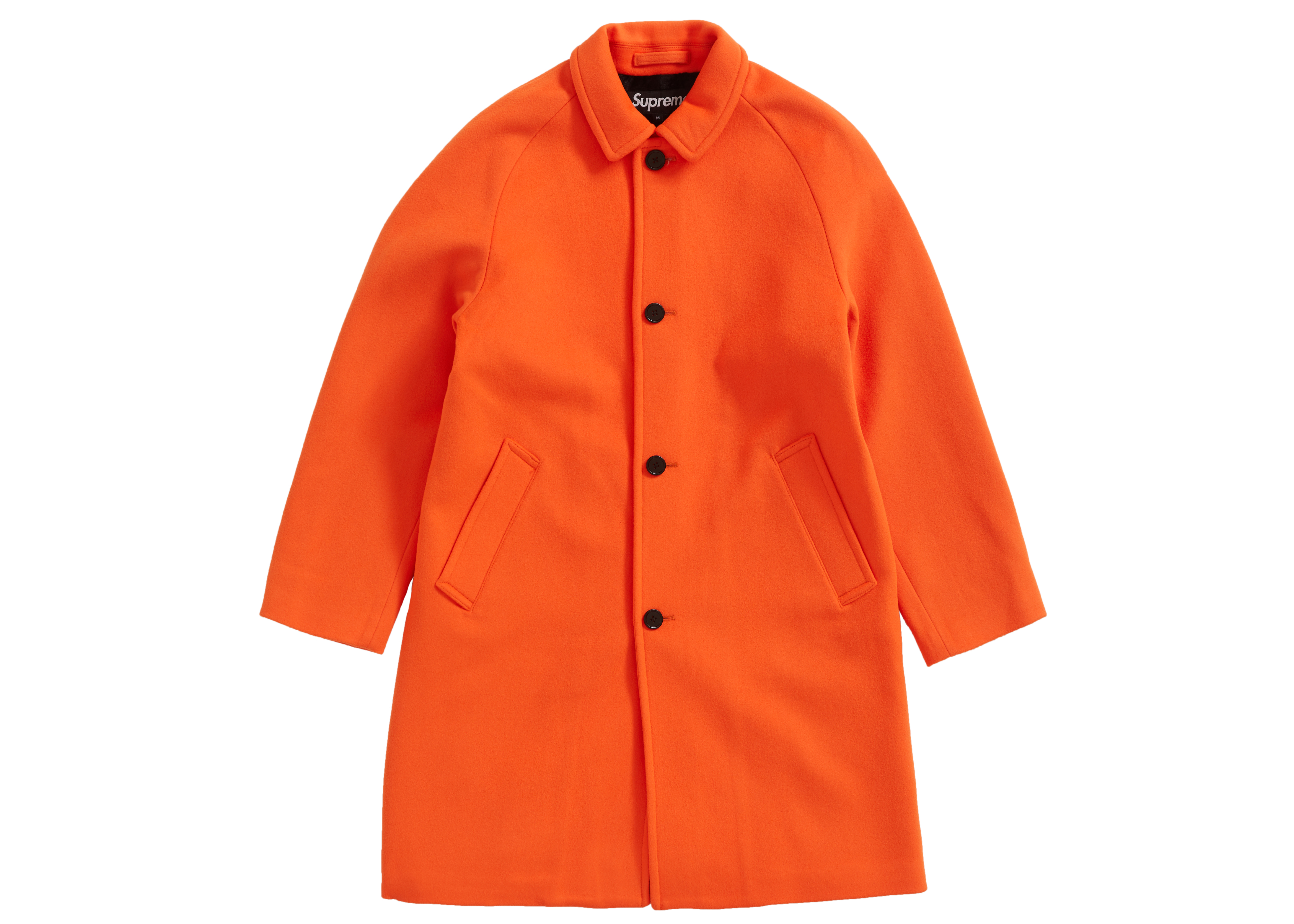 streetwear Supreme Wool Trench Coat Neon Orange