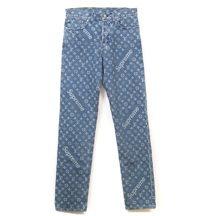 streetwear Supreme x Louis Vuitton Jacquard Denim 5-Pocket Jean Blue