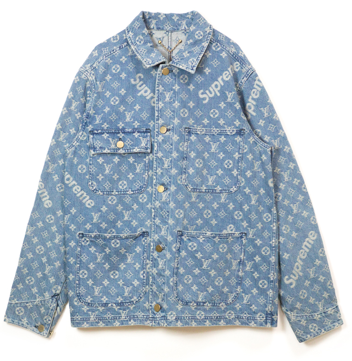 streetwear Supreme x Louis Vuitton Jacquard Denim Chore Coat Blue
