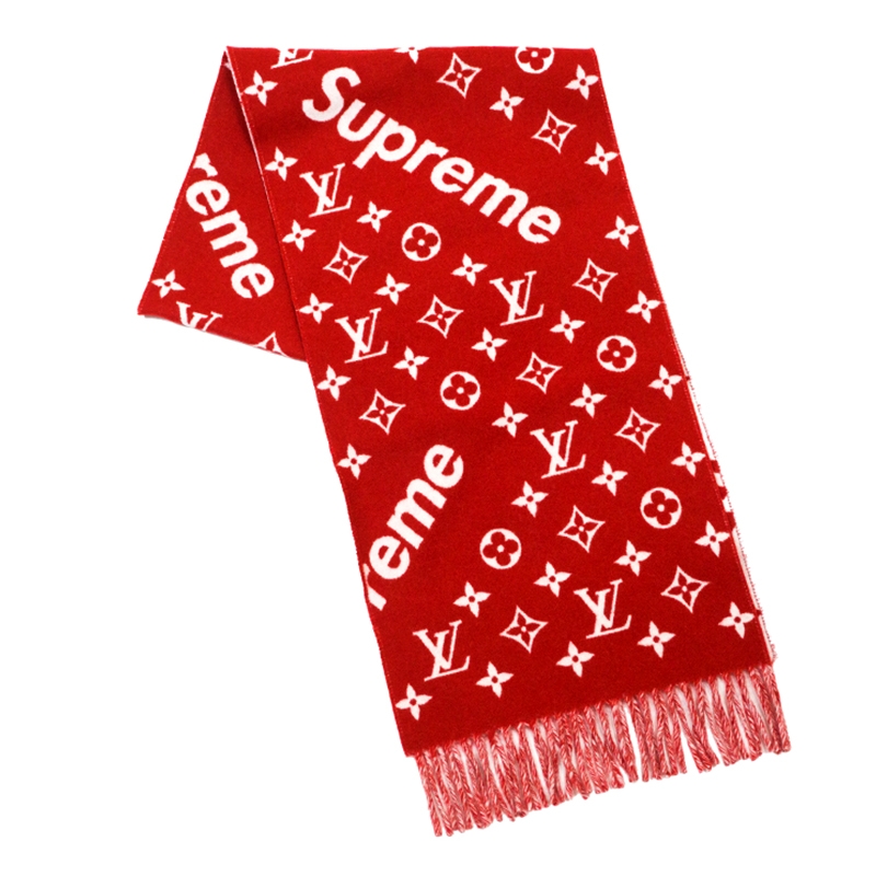 streetwear Supreme x Louis Vuitton Monogram Scarf Red