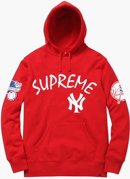 streetwear Supreme Yankees Hooded Sweatshirt Red