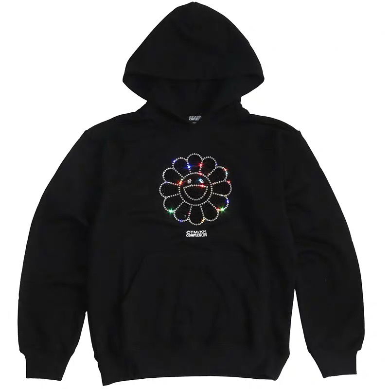 streetwear Takashi Murakami ComplexCon Swarovski Crystal Flower Hoodie Black