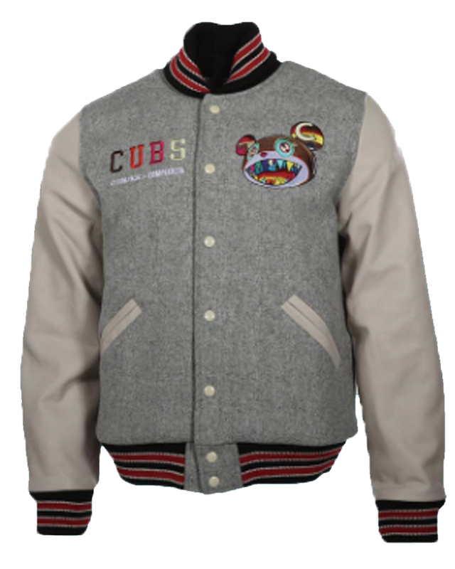 streetwear Takashi Murakami ComplexCon x Cubs Letterman Jacket Grey