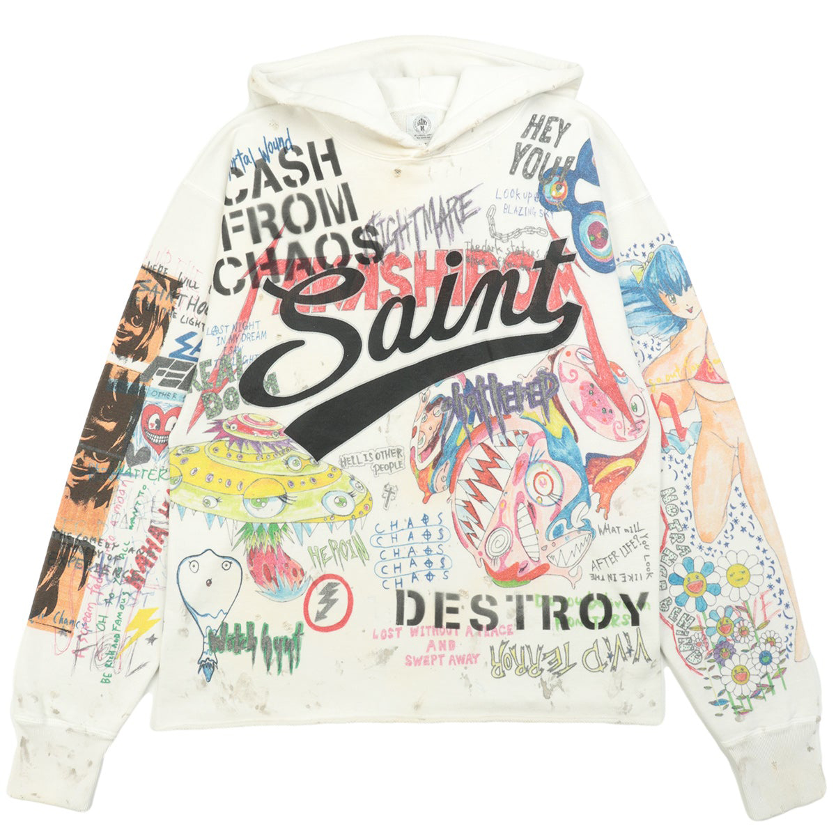 streetwear Takashi Murakami x SAINT M×××××× Graff Pullover Hoodie White